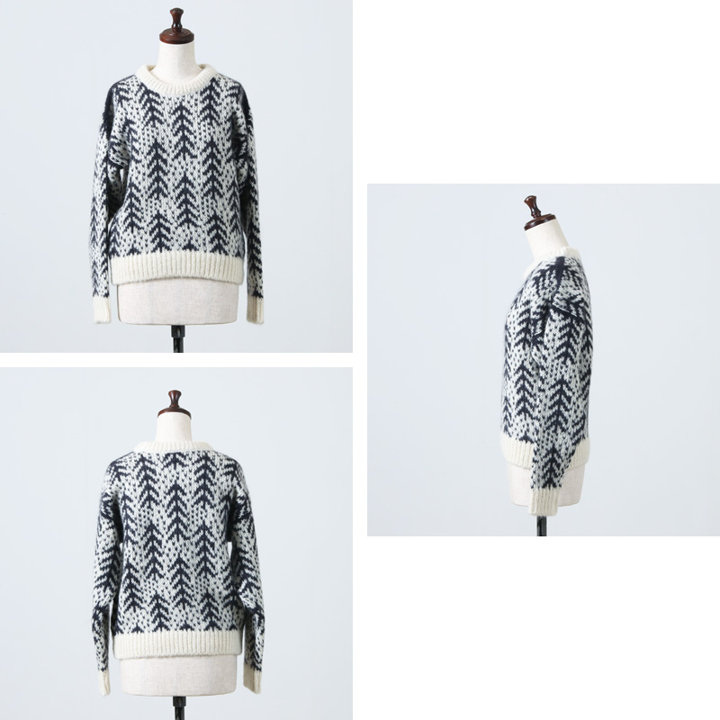 BATONER(Хȥʡ) women CEDER JACQUARD MOHAIR CREW NECK