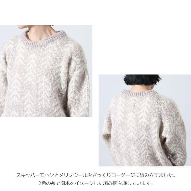 BATONER(Хȥʡ) women CEDER JACQUARD MOHAIR CREW NECK