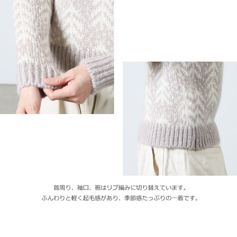 BATONER(Хȥʡ) women CEDER JACQUARD MOHAIR CREW NECK