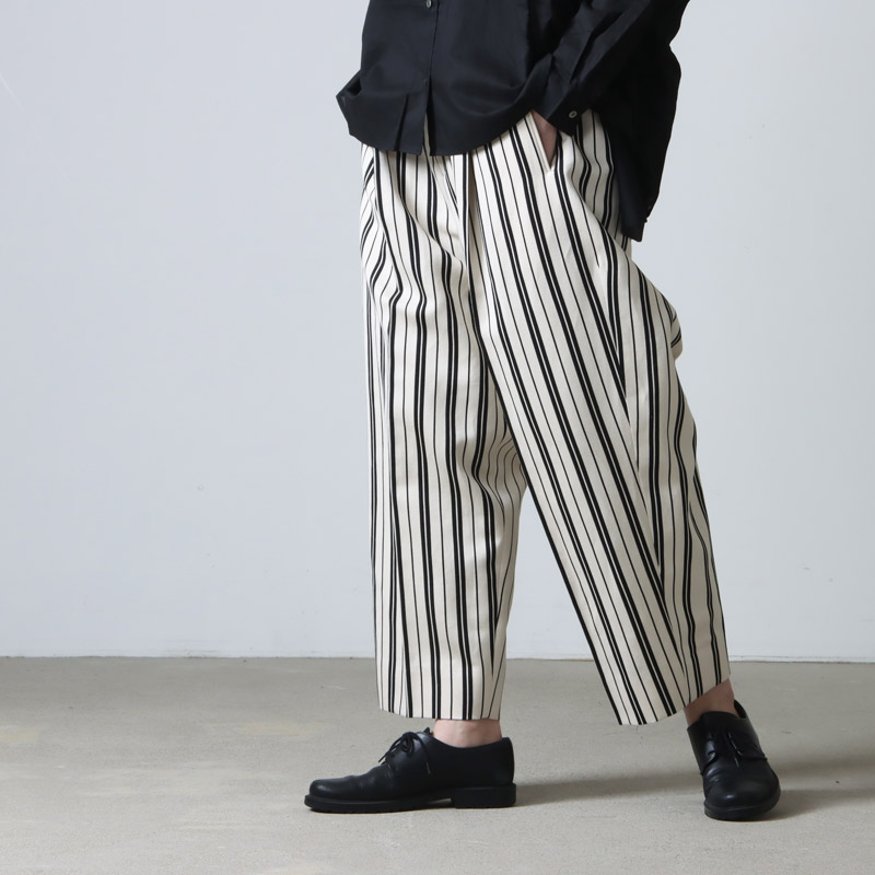 beautiful people (ビューティフルピープル) cotton linen stripe one tuck taperedpants /  コットンリネンストライプワンタックテーパードパンツ