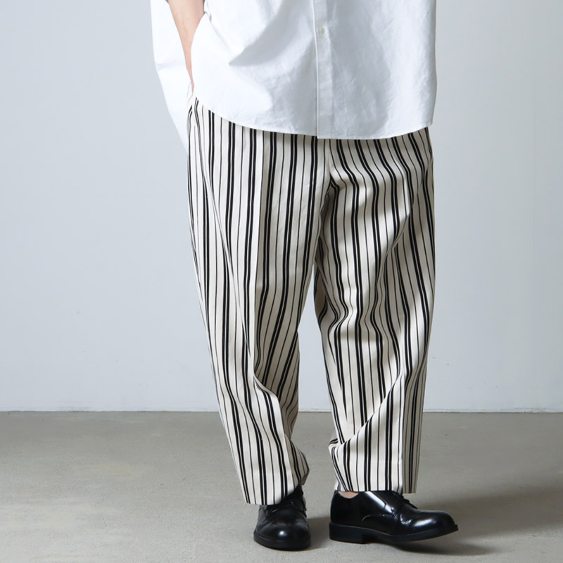 beautiful people (ビューティフルピープル) cotton linen stripe one tuck taperedpants /  コットンリネンストライプワンタックテーパードパンツ