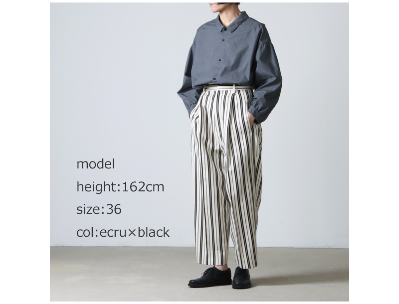 beautiful people (ビューティフルピープル) cotton linen stripe one tuck taperedpants /  コットンリネンストライプワンタックテーパードパンツ