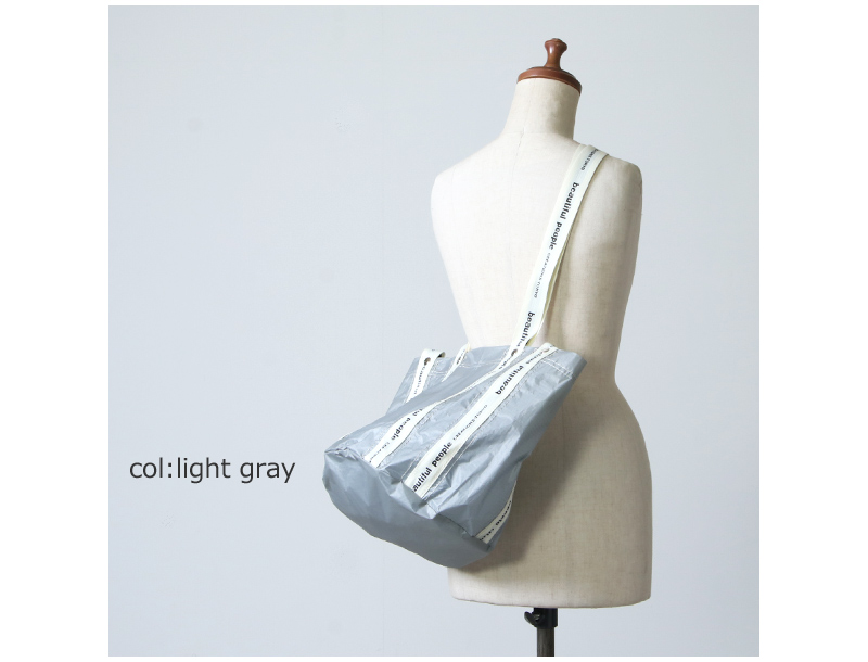 beautiful people(ӥ塼ƥեԡץ) sail cloth logo tapeshift bag S light gray-yellow