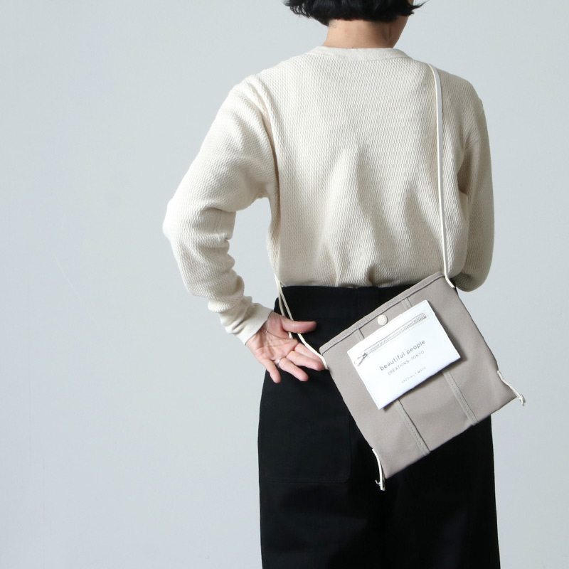 beautiful people (ビューティフルピープル) lining logo pocketmini shoulder bag /  ライニングロゴポケットミニショルダーバッグ