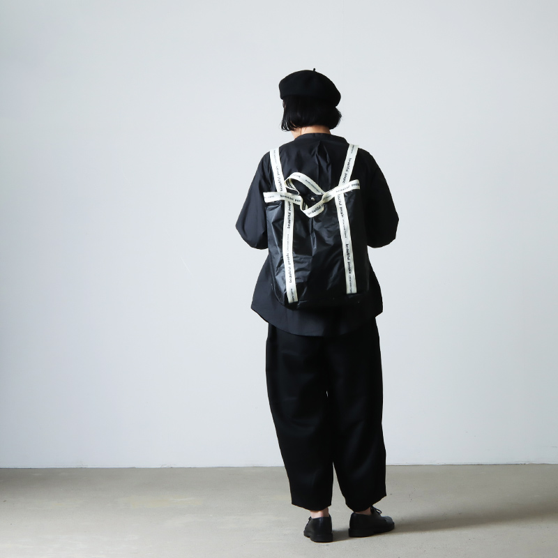 beautiful people(ӥ塼ƥեԡץ) sail cloth logo tape backpack white-black