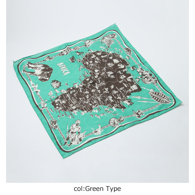 BINDU(ӥɥ) Bandana Cotton Voile / Africa2 Map - Green Type