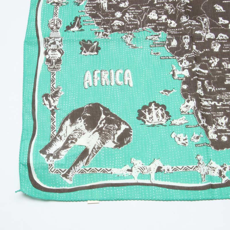 BINDU(ӥɥ) Bandana Cotton Voile / Africa2 Map - Green Type