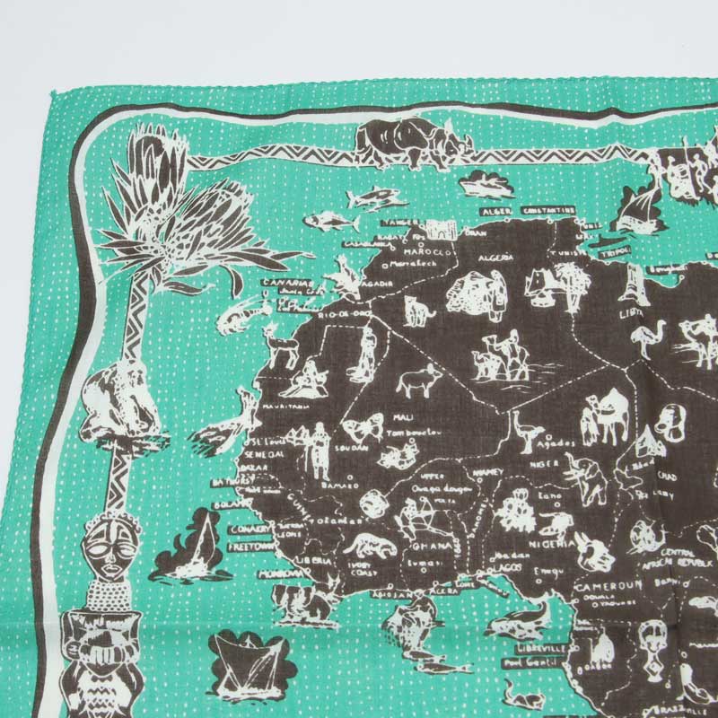 BINDU(ӥɥ) Bandana Cotton Voile / Africa2 Map - Green Type