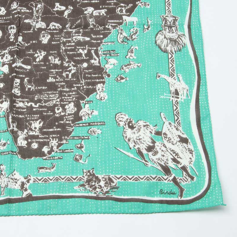 BINDU(ӥɥ) Bandana Cotton Voile / Africa2 Map - Green Type