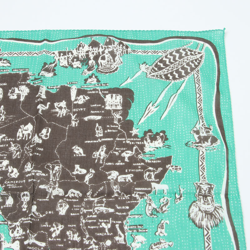 BINDU(ӥɥ) Bandana Cotton Voile / Africa2 Map - Green Type