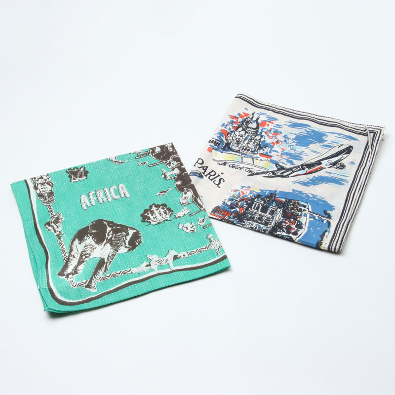 BINDU(ӥɥ) Bandana Cotton Voile / Africa2 Map - Green Type