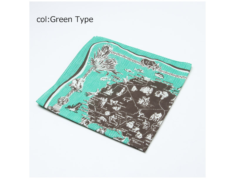 BINDU(ӥɥ) Bandana Cotton Voile / Africa2 Map - Green Type