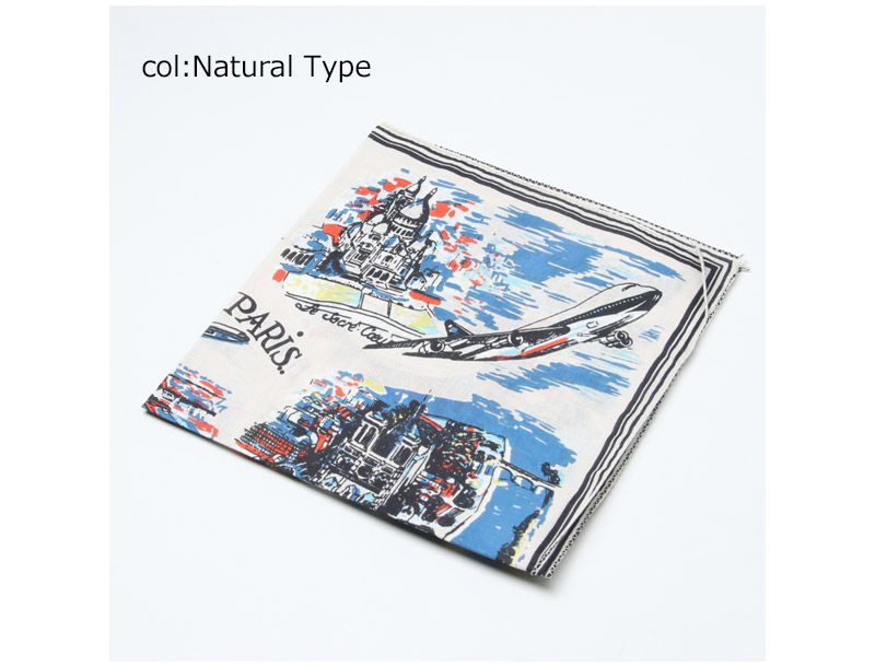 BINDU(ӥɥ) Bandana Cotton Voile / Paris Map -Natural Type