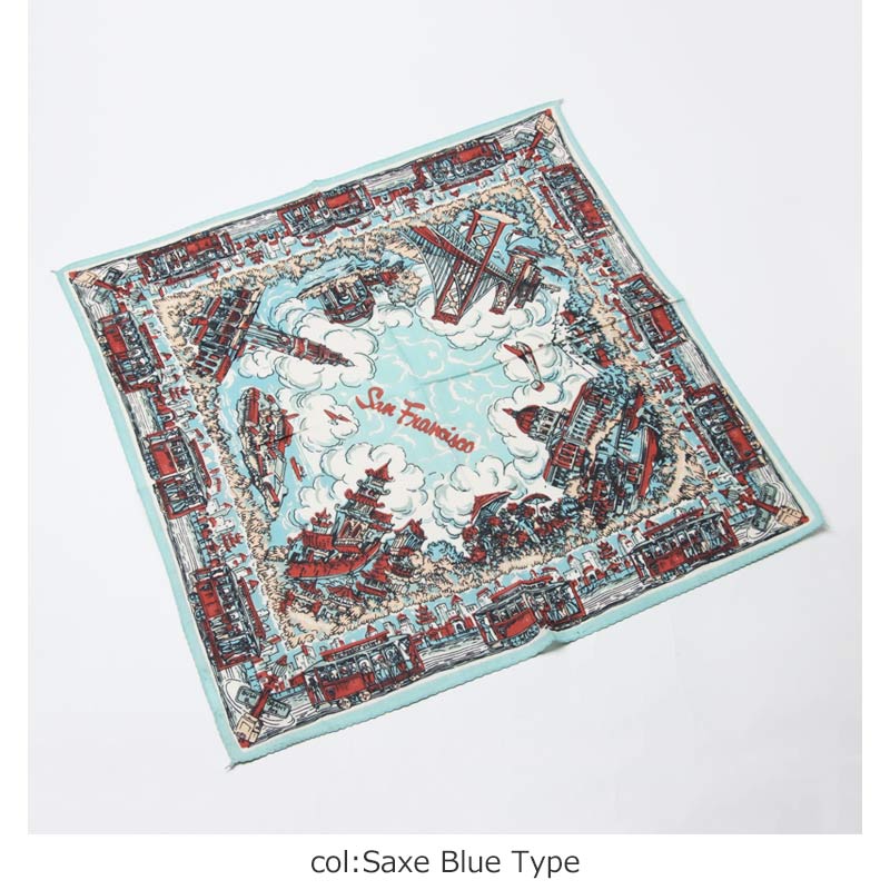 BINDU(�ӥ�ɥ���) Bandana San Francisco Map - Saxe Blue Type