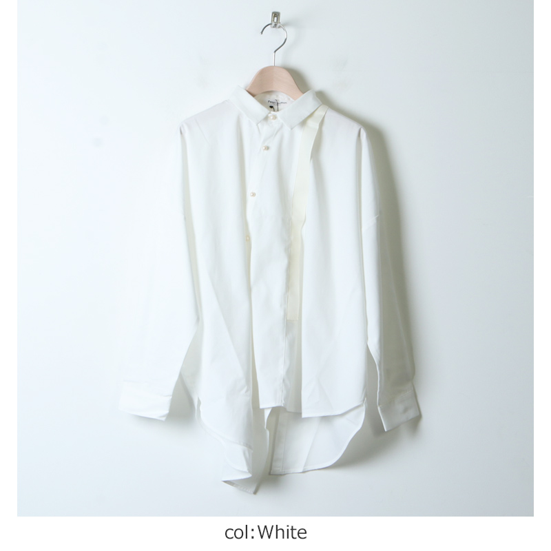 blanc basque (ブランバスク) アシンメトリー配色テープパールボタンシャツ