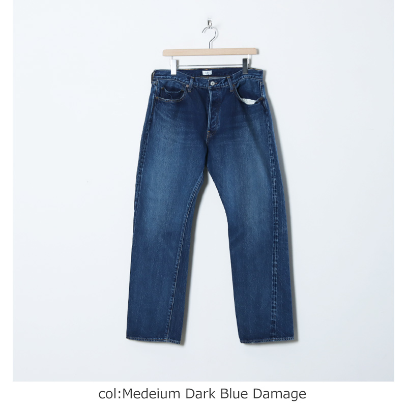 CIOTA() Straight 5 Pocket PantsReal IndigoMedium Dark Blue Damage