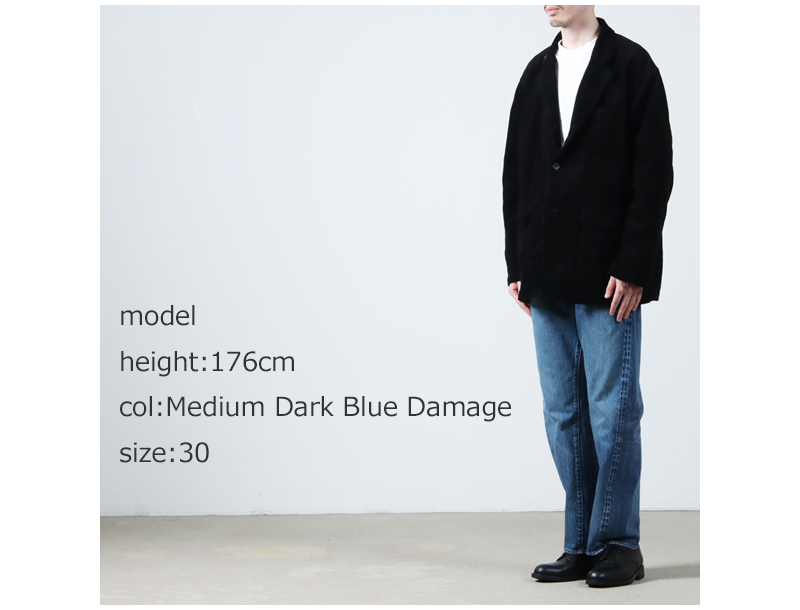 CIOTA() Straight 5 Pocket PantsReal IndigoMedium Dark Blue Damage