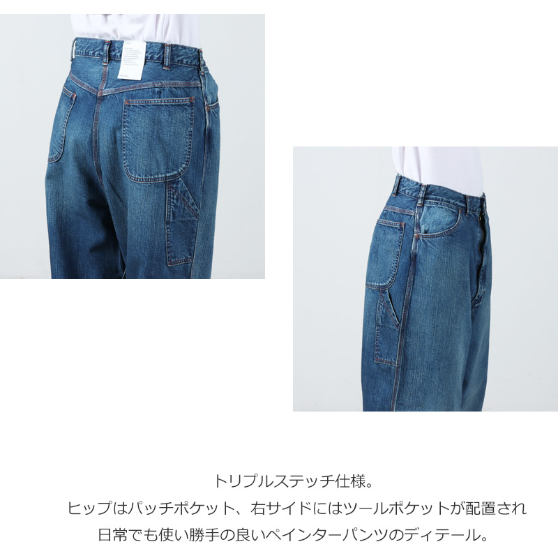 CIOTA() Denim Painter Pants Medium Dark Blue Damage