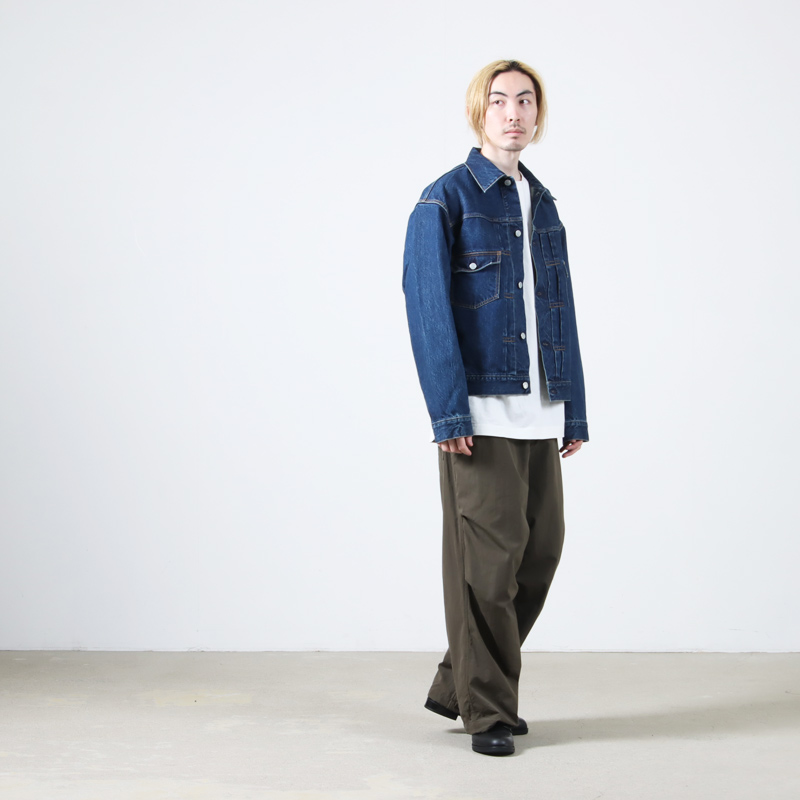 CIOTA() Double Pocket Denim Jacket Dark Blue Damage