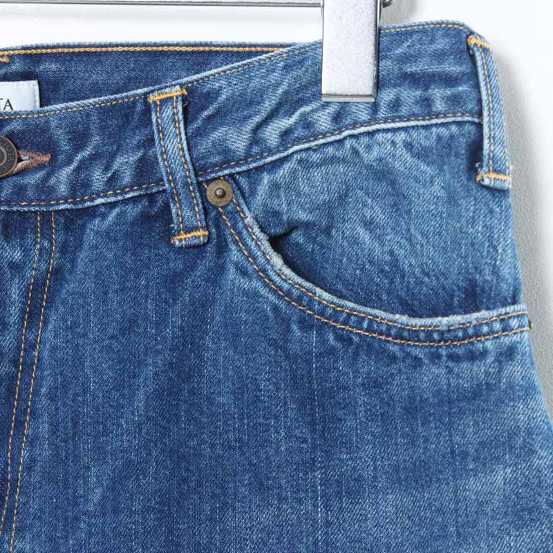 CIOTA() New Wide Tapered 5 Pocket Pants - Medium Dark Blue Damage