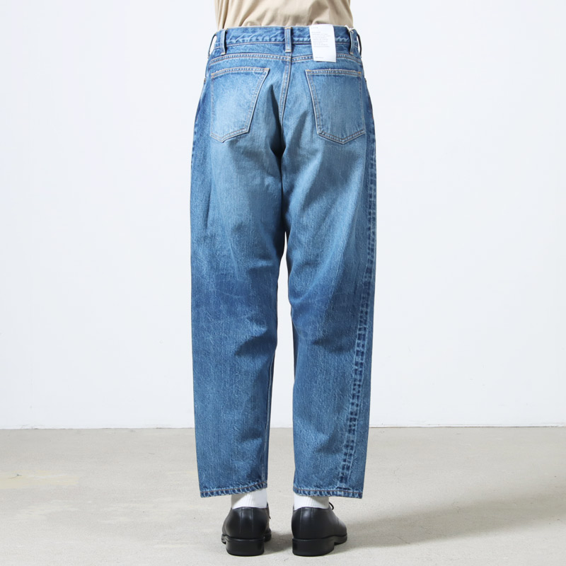 CIOTA() New Wide Tapered 5 Pocket Pants - Medium Dark Blue Damage