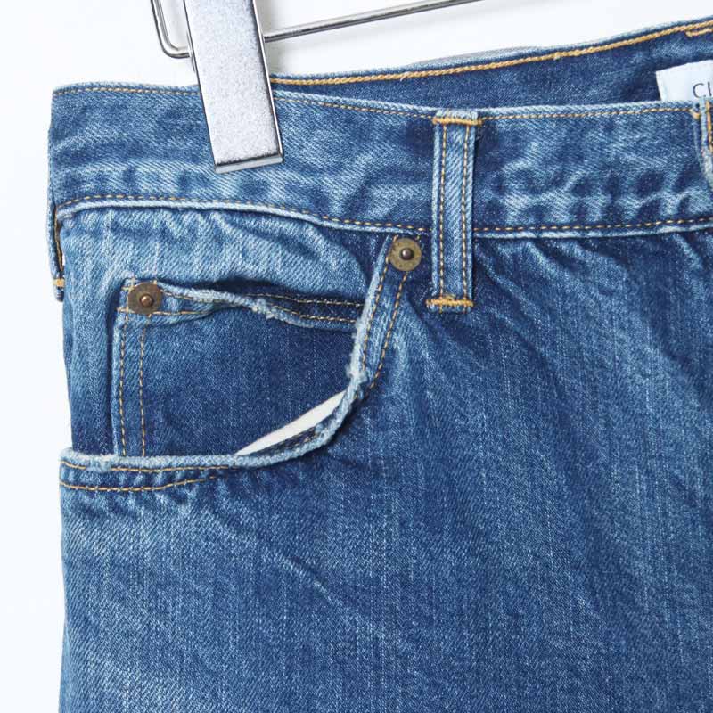 CIOTA() New Wide Tapered 5 Pocket Pants - Medium Dark Blue Damage