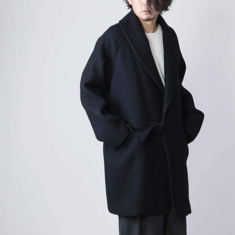 COMOLI  ウール ショールカラーコート  18AW サイズ1 ネイビーcomori