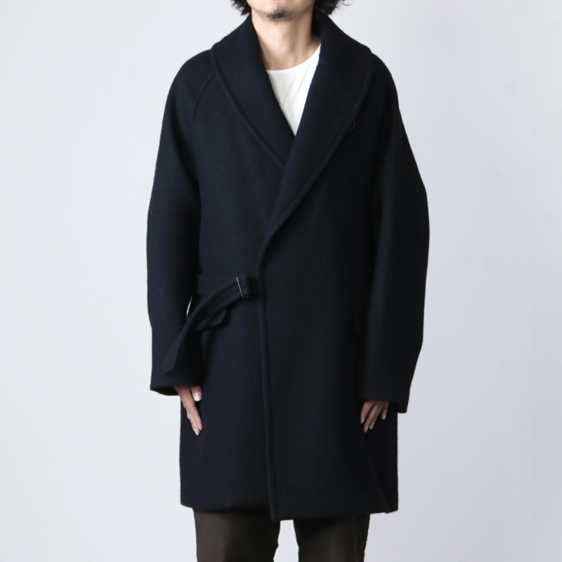 COMOLI  ウール ショールカラーコート  18AW サイズ1 ネイビーcomori