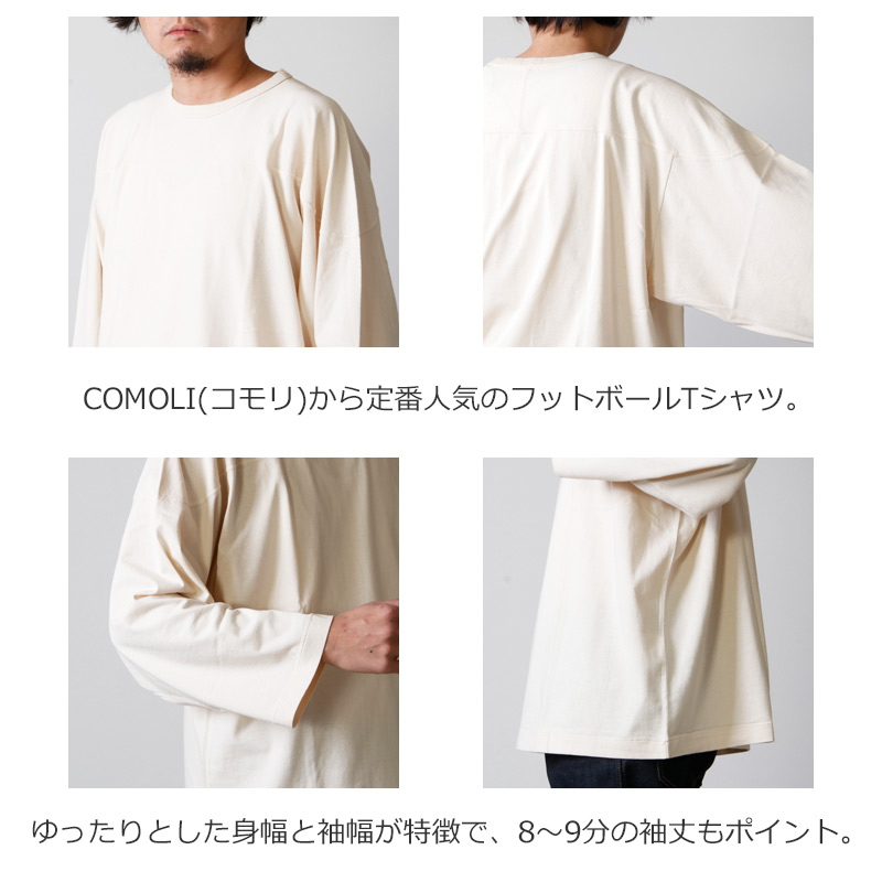 お手頃価格 comoli サイズ3 navy fade フットボールt Tシャツ/カットソー(七分/長袖)