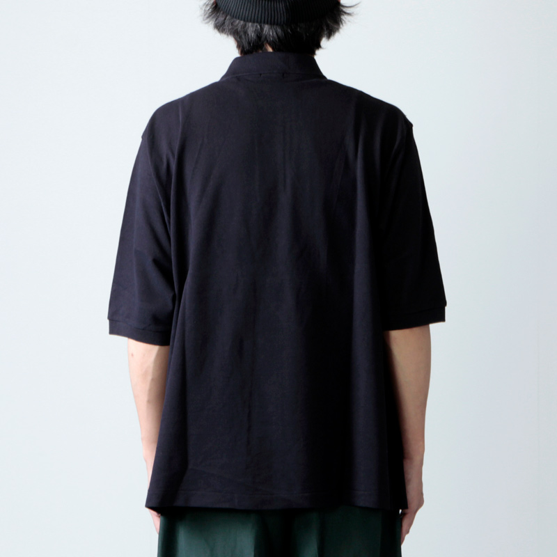 在庫限り コモリ comoli 19ss 鹿子ロングスリーブポロシャツネイビー3 