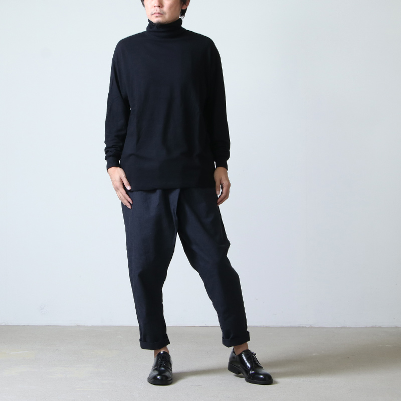 COMOLI 21AW ウール天竺長袖タートルネック NAVY 2