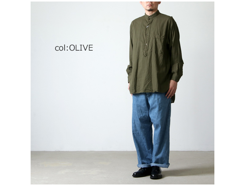 comoli ベタシャンプルオーバーシャツ olive-