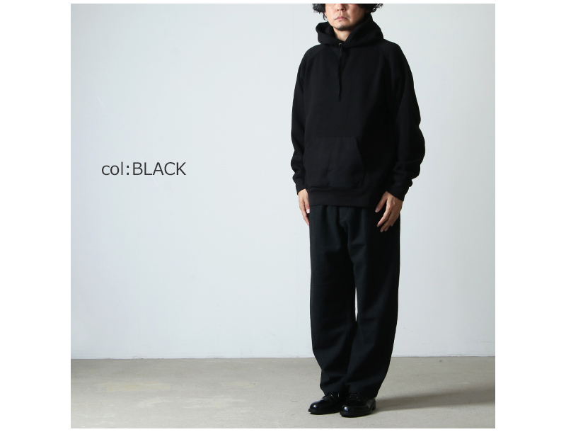 【COMOLI】コットン吊裏毛パーカ Black size:3