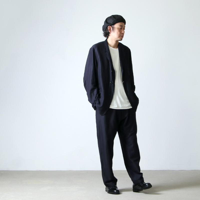 comoli コモリ 20aw ウールシルクドローストリングパンツ ネイビー 3