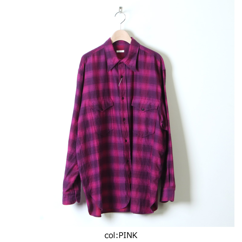 COMOLI 21AW ウールシルクワークシャツ サイズ2 ピンク 新品未使用