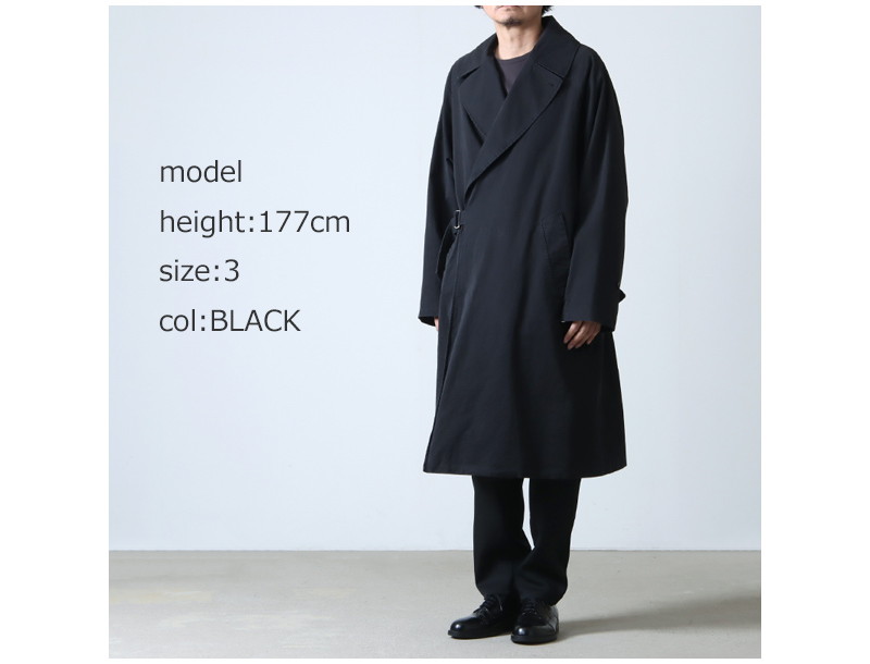 16AW/名作】comoli タイロッケンコート ブラック サイズ 1 - トレンチ