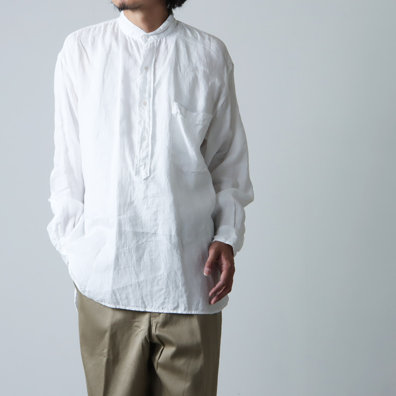 COMOLI 20SS リネンWクロス プルオーバーシャツ grey 2