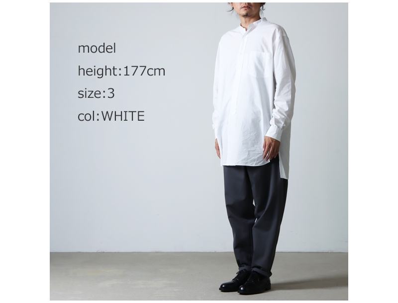 セール！ 22SS COMOLI バンドカラーシャツ ホワイト 3 - 通販 - www