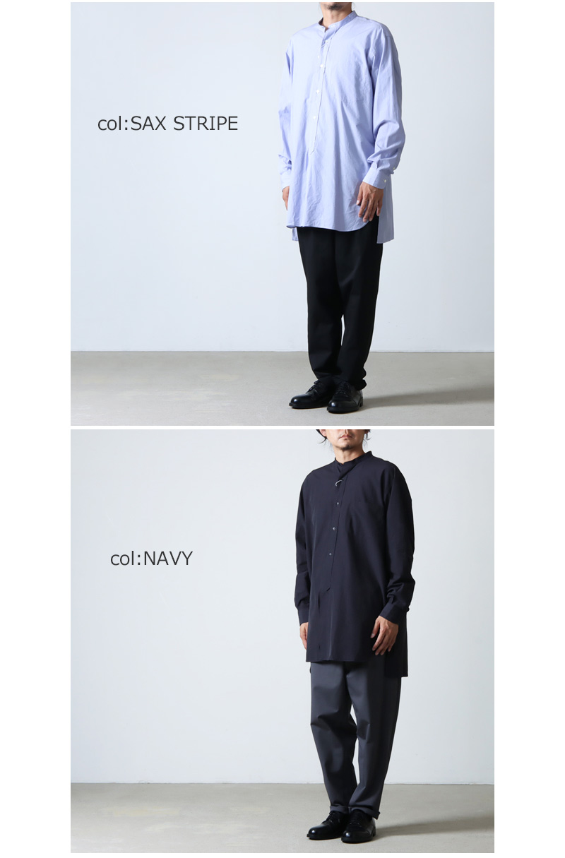 COMOLI バンドカラーシャツ 17ss サイズ2 ネイビー - シャツ