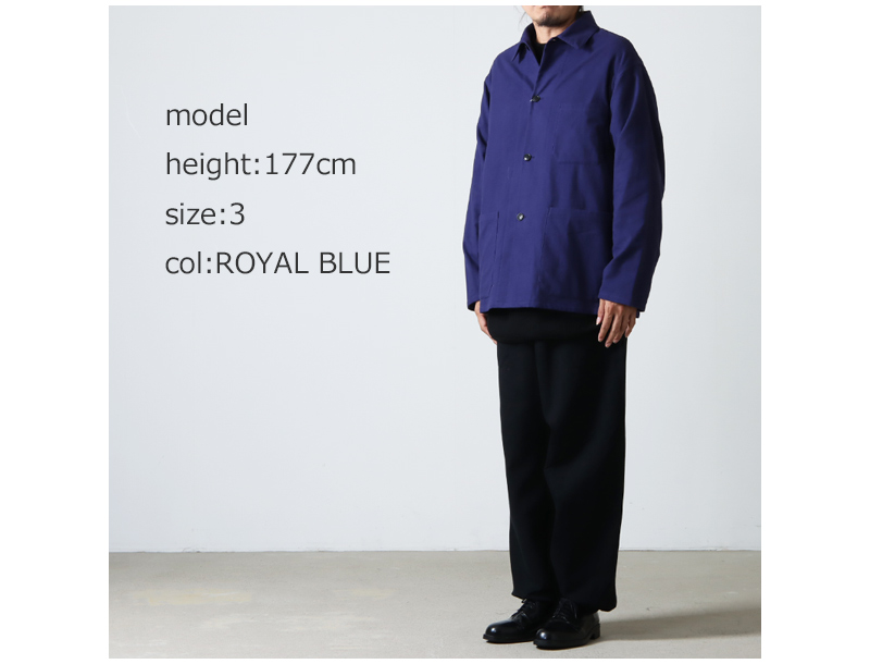 【22AW】COMOLI　コットンネル ワークジャケット Loyal Blue