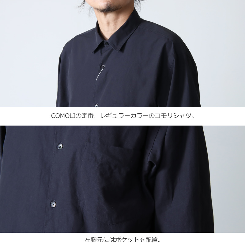 COMOLI 21AW ウールシルクワークチェックシャツ 3