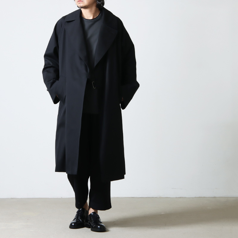 16AW/名作】comoli タイロッケンコート ブラック サイズ 1 - トレンチ