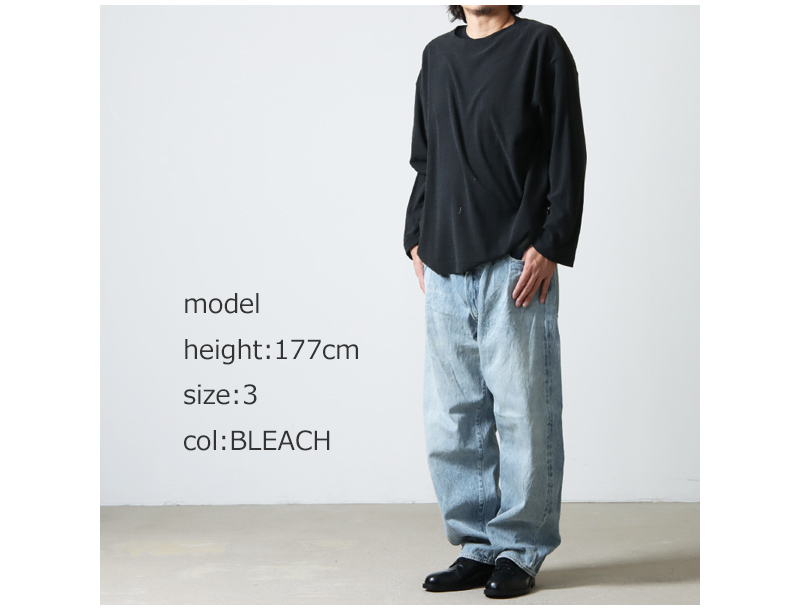 COMOLI  コモリ　デニム 5Pパンツ size2 BLEACH ブリーチ