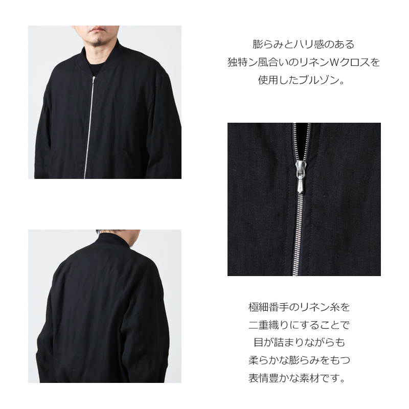 23ss COMOLI リネンWクロスジップブルゾン BLACK 新品未使用 ...