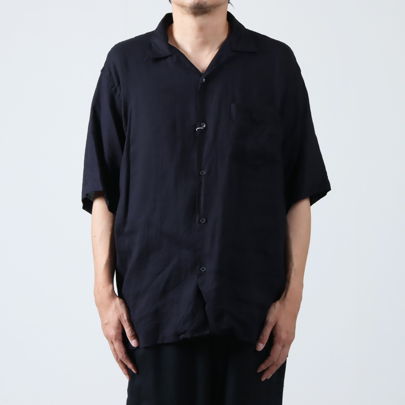 COMOLI (コモリ) リネンツイル 半袖オープンカラーシャツ