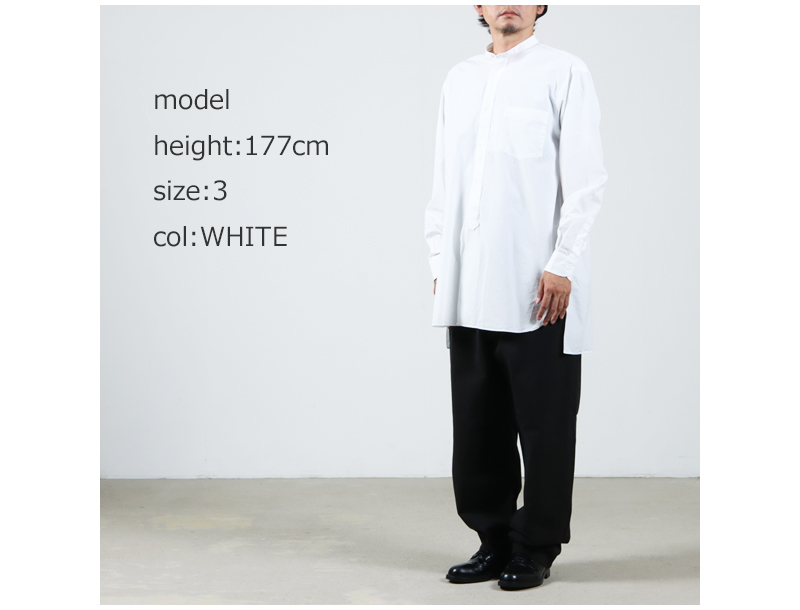 【18AW】comoli バンドカラーシャツ  ホワイト　サイズ 2