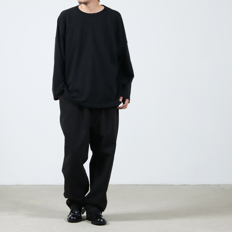 COMOLI フットボールTシャツ (FADE BLACK)-