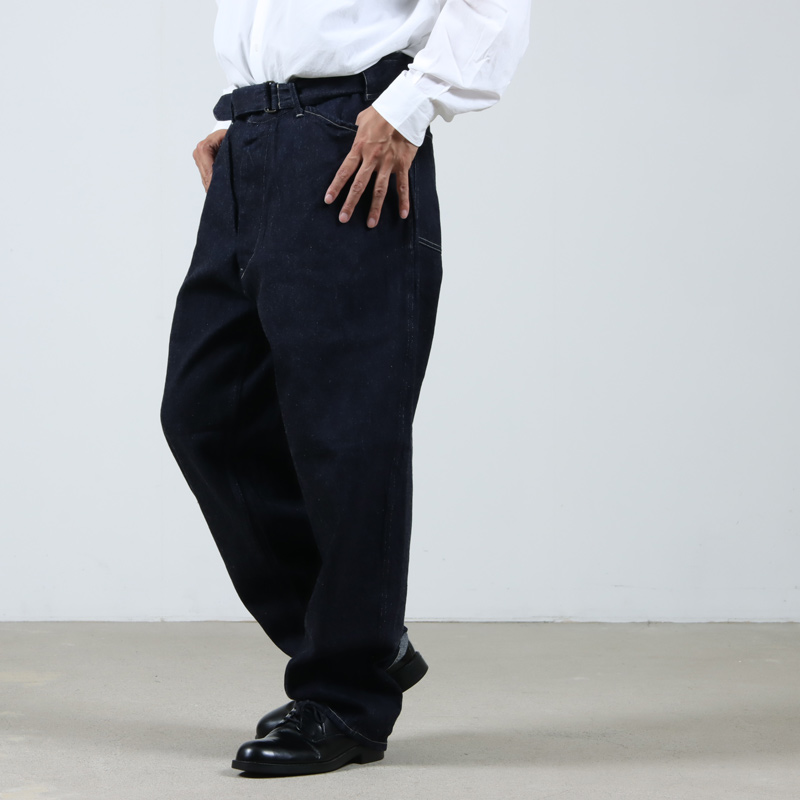 COMOLI denim belted pants コモリデニムベルテッドパンツデニムカラーデザイン濃紺