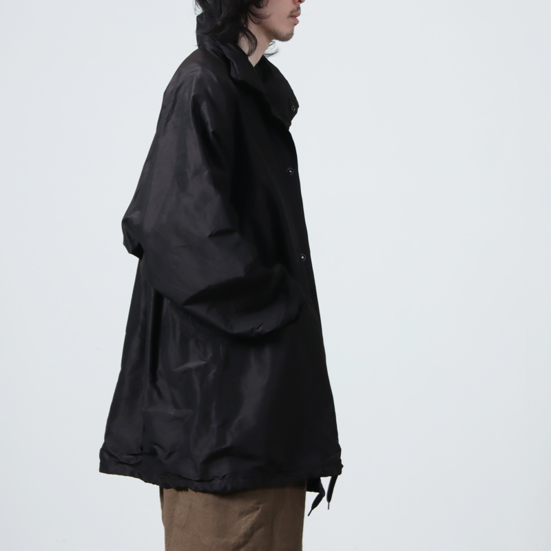 COMOLI 21SS コットンシルクフーデッドコート BLACK-