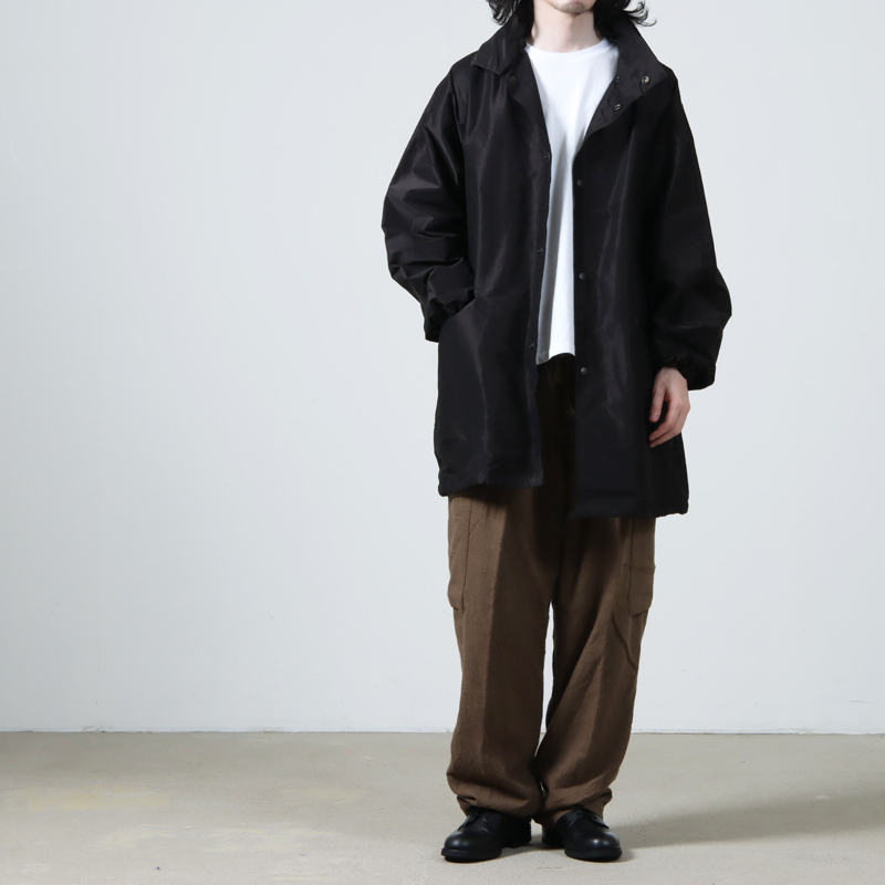 COMOLI 21SS コットンシルクフーデットコート Black 2